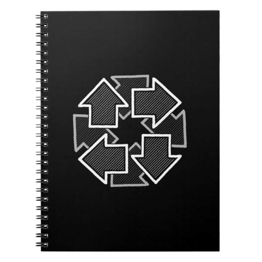 Clockwise Arrows Minimal Geometric Black Variant 2 Notitieboek (Voorkant)
