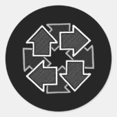 Clockwise Arrows Minimal Geometric Black Variant 2 Ronde Sticker (Voorkant)