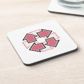 Clockwise Arrows Minimal Geometric Red Bier Onderzetter (Linkerzijde)