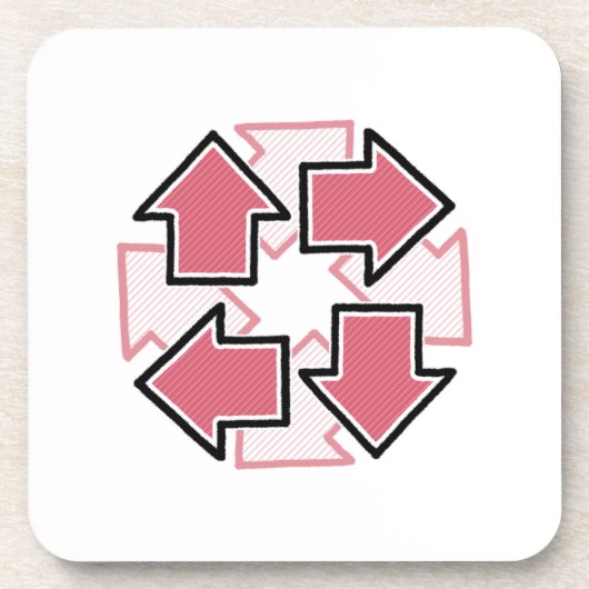 Clockwise Arrows Minimal Geometric Red Bier Onderzetter (Voorkant)