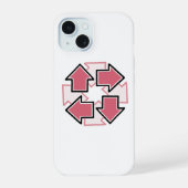 Clockwise Arrows Minimal Geometric Red iPhone 15 Hoesje (Achterkant)