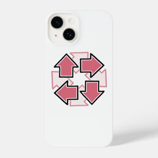 Clockwise Arrows Minimal Geometric Red iPhone Hoesje (Achterkant)