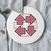 Clockwise Arrows Minimal Geometric Red Ronde Button 6,0 Cm (In situ)