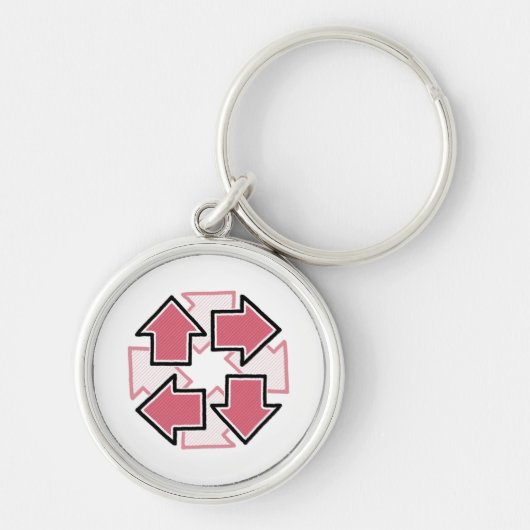 Clockwise Arrows Minimal Geometric Red Sleutelhanger (Voorkant)