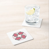 Clockwise Arrows Minimal Geometric Red Vierkante Kartonnen Onderzetter (Insitu)