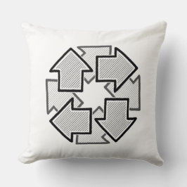 Clockwise Arrows Minimal Geometric White Variant 1 Kussen