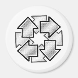 Clockwise Arrows Minimal Geometric White Variant 1 Magneet