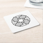 Clockwise Arrows Minimal Geometric White Variant 1 Vierkante Kartonnen Onderzetter (Schuin)