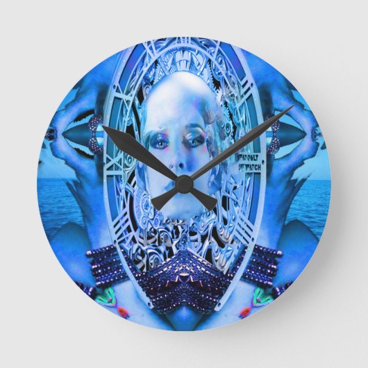 Clockwork Blue Ronde Klok (Voorkant)