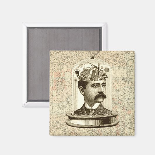 Clockwork Brain STEAMPUNK  Magneet (Voorkant / Achterkant)