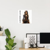 Clockwork Charm Steampunk  Jonge Vrouw Poster (Thuiskantoor)