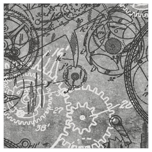 Clockwork Collage Gray Stof (Close Up)