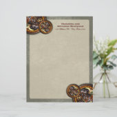 Clockwork en leer, briefhoofd (Staand voorkant)