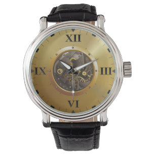 clockwork met roman wijzerplaat horloge