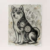 Clockwork Shiba – Gothic Overthinking Dog Puzzle (Vertical)