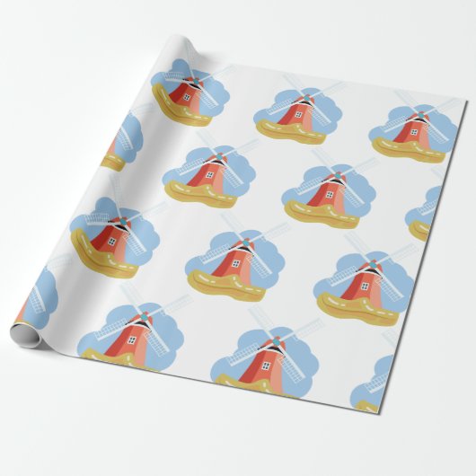 Clog en Windmill Cadeaupapier (Uitgerold)