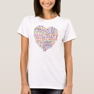 Clogger Dance Stappen Woord Kunst Hart registreren T-shirt