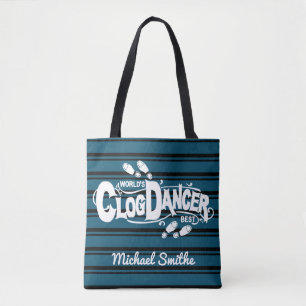 Clogging Clog Dancer Blue Stripes Voeg naam toe Tote Bag