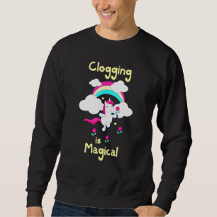Clogging is Magical Dansing Unicorn Yellow Text Trui