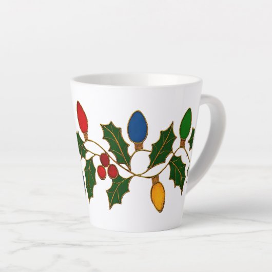 Cloisonne Art Christmas Lights and Holly Latte Mok (Rechterhoek)