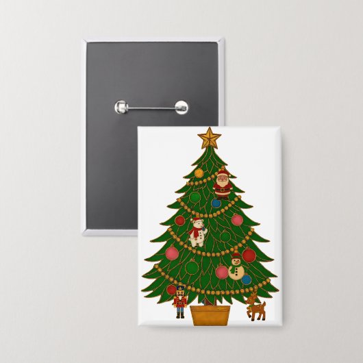 Cloisonne Art Christmas Tree Character Ornaments Button (Voorkant / Achterkant)