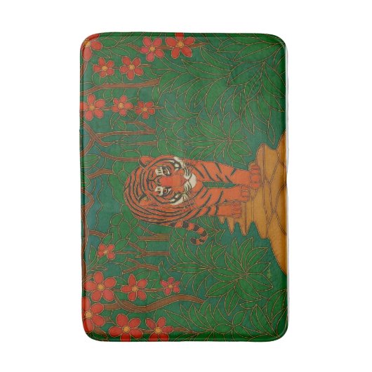 Cloisonne Art Tiger on the Jungle Path Badmat (Voorkant Verticaal)