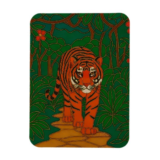 Cloisonne Art Tiger on the Jungle Path Magneet (Verticaal)