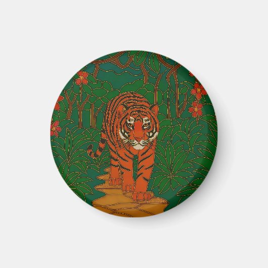 Cloisonne Art Tiger on the Jungle Path Magneet (Voorkant)