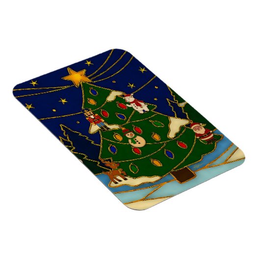 Cloisonne Art Whimsical Forest Classic Christmas Magneet (Rechterzijde)