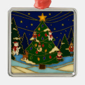 Cloisonne Art Whimsical Forest Classic Christmas Metalen Ornament (Voorkant)