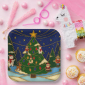 Cloisonne Art Whimsical Forest Classic Christmas Papieren Bordje (Feest)