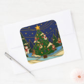Cloisonne Art Whimsical Forest Classic Christmas Vierkante Sticker (Envelop)