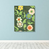 Cloisonne China Patter Asian Oriental Canvas Afdruk (Insitu (Houten vloer))