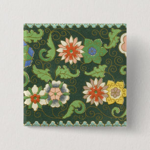 Cloisonne China Patter Asian Oriental Vierkante Button 5,1 Cm