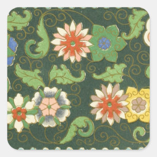Cloisonne China Patter Asian Oriental Vierkante Sticker