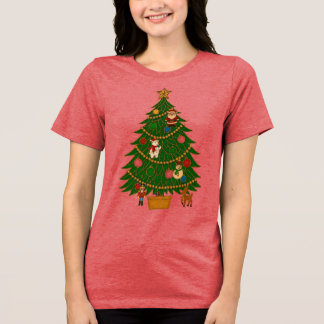 Cloisonne Kunst Kerstboom Karakter Ornamenten Tri-Blend Shirt