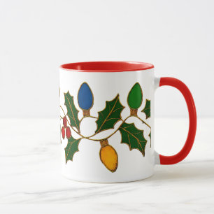 Cloisonne Kunst Kerstverlichting en Hulst Mok