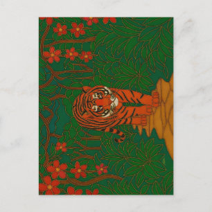 Cloisonne Kunst Tijger op het Jungle Pad Briefkaart