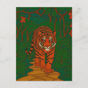 Cloisonne Kunst Tijger op het Jungle Pad Briefkaart