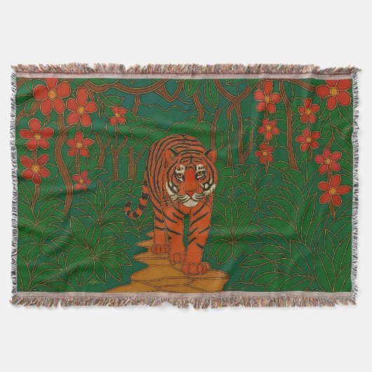 Cloisonne Kunst Tijger op het Jungle Pad Deken (Voorkant)