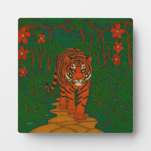 Cloisonne Kunst Tijger op het Jungle Pad Fotoplaat