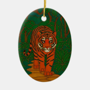 Cloisonne Kunst Tijger op het Jungle Pad Keramisch Ornament