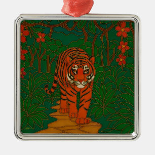 Cloisonne Kunst Tijger op het Jungle Pad Metalen Ornament