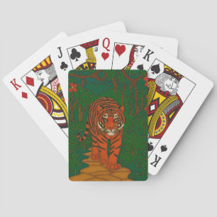 Cloisonne Kunst Tijger op het Jungle Pad Pokerkaarten