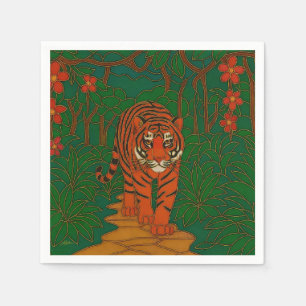 Cloisonne Kunst Tijger op het Jungle Pad Servet