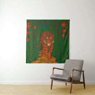 Cloisonne Kunst Tijger op het Junglepad Wandkleed