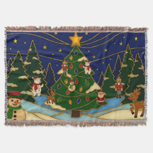Cloisonne Kunst Whimsical Bos Klassiek Kerstmis Deken