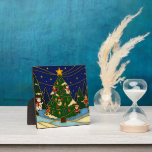 Cloisonne Kunst Whimsical Bos Klassiek Kerstmis Fotoplaat