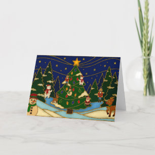 Cloisonne Kunst Whimsical Bos Klassiek Kerstmis Kaart