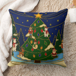 Cloisonne Kunst Whimsical Bos Klassiek Kerstmis Kussen
